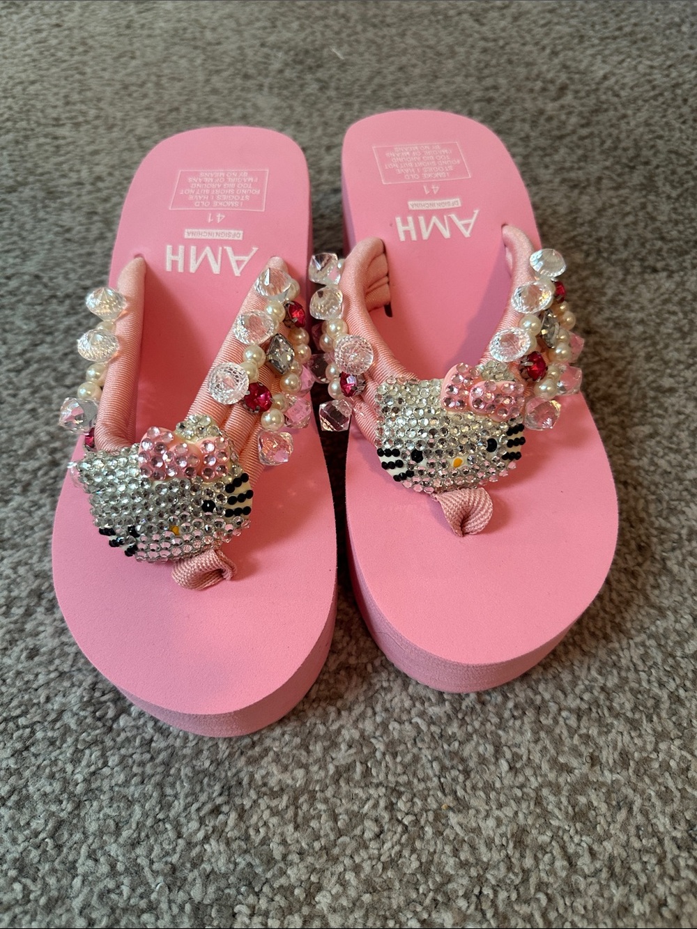 Pink Jeweled Hello Kitty Flip Flop Sandals